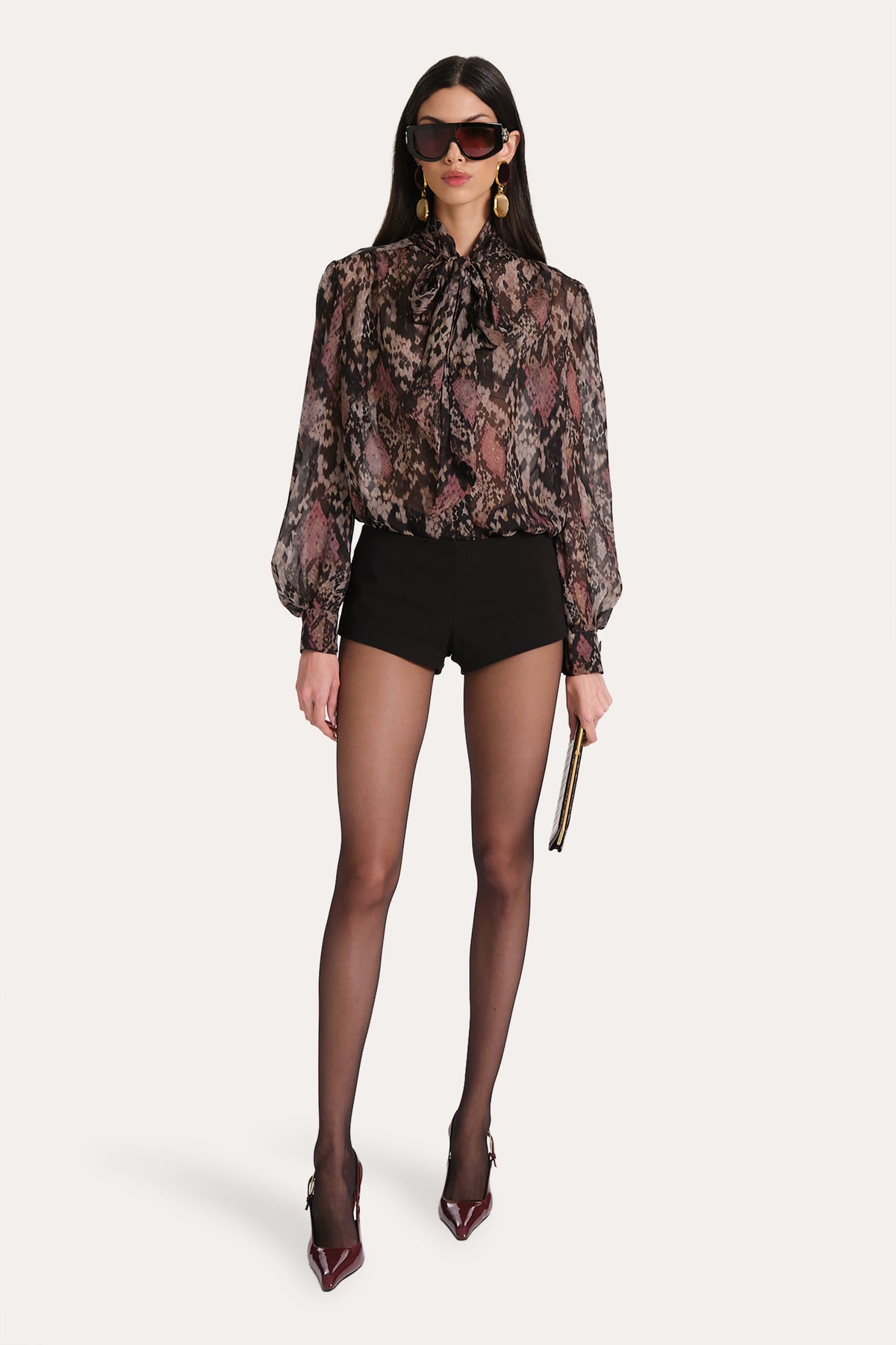 Melani Silk Chiffon Bow Blouse