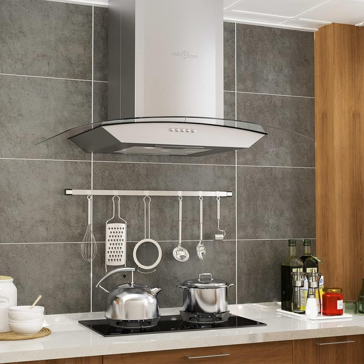 Hotte aspirante, 60 cm, 756 m³/h, avec éclairage LED, acier inoxydable, pour la chambre, pour le salon, Homgoday