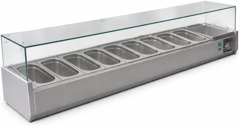 Saladette réfrigérée, 2000 mm, 2 °C, 8 °C, acier inoxydable