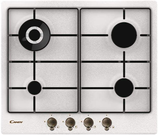Candy CHW6BRAV4WGT table de cuisson, 59,5 × 51 × 3,8 cm, acier inoxydable, à gaz, 4 feux
