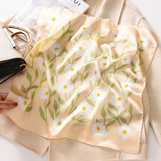 100% Mulberry Silk Women's Square Scarf 53 × 53 cm – Printed Silk Neck Scarf