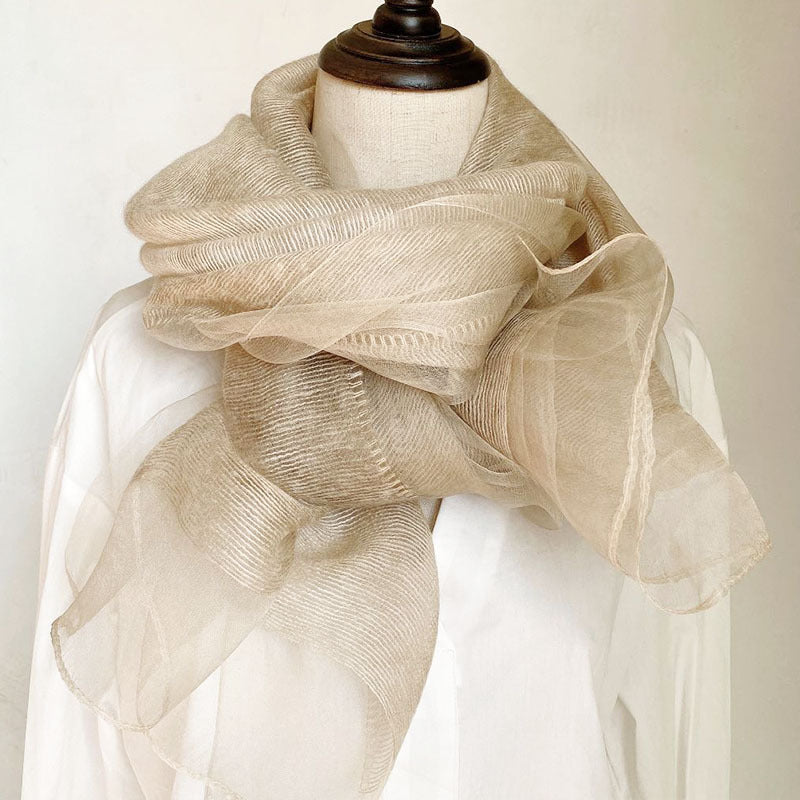 100% Mulberry Silk Double Layer Long Scarf Shawl for Women 70 × 200 cm