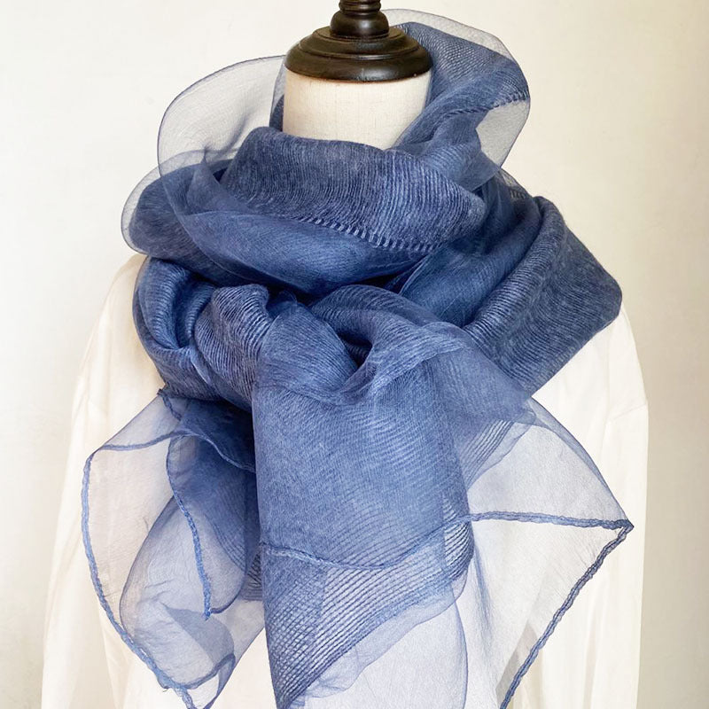 100% Mulberry Silk Double Layer Long Scarf Shawl for Women 70 × 200 cm