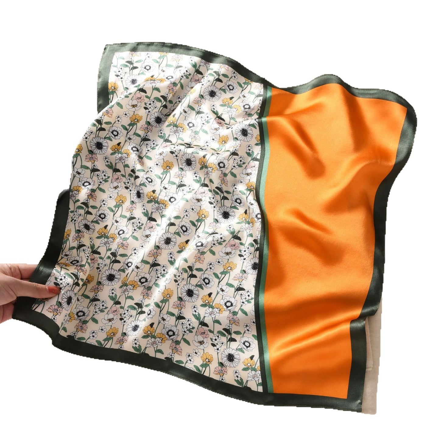 100% Mulberry Silk Women's Square Scarf 53 × 53 cm – Printed Silk Neck Scarf