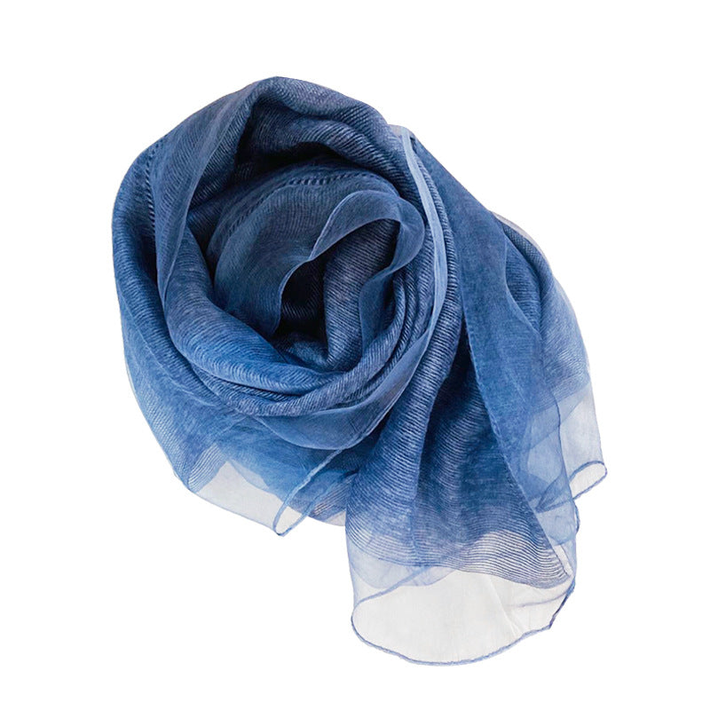 100% Mulberry Silk Double Layer Long Scarf Shawl for Women 70 × 200 cm