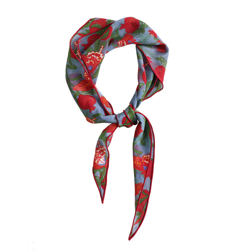 100% Mulberry Silk Triangle Scarf for Women – Double-Sided Printed Lightweight Neck Scarf