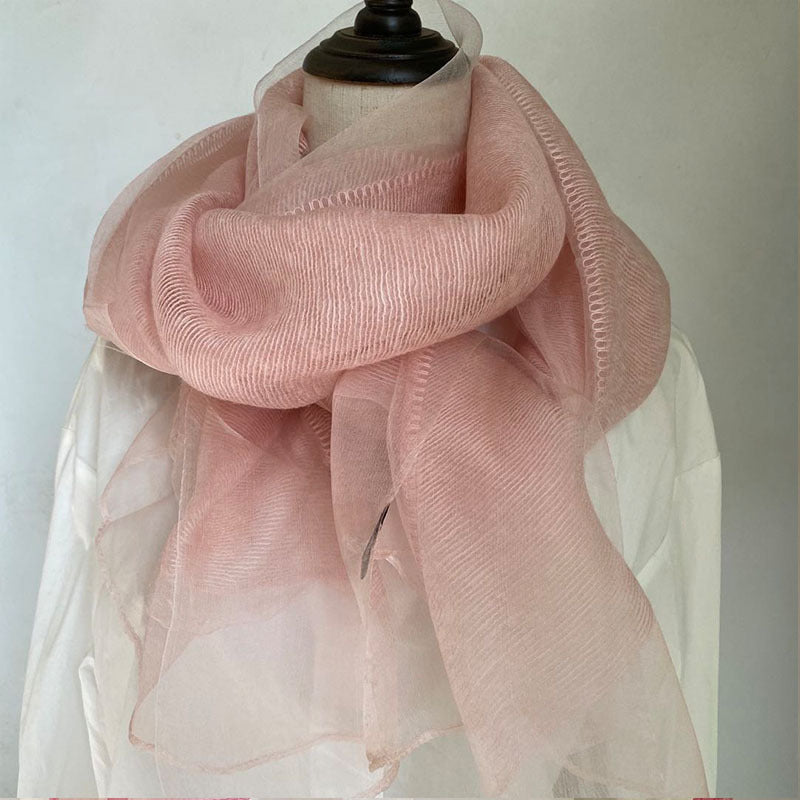 100% Mulberry Silk Double Layer Long Scarf Shawl for Women 70 × 200 cm
