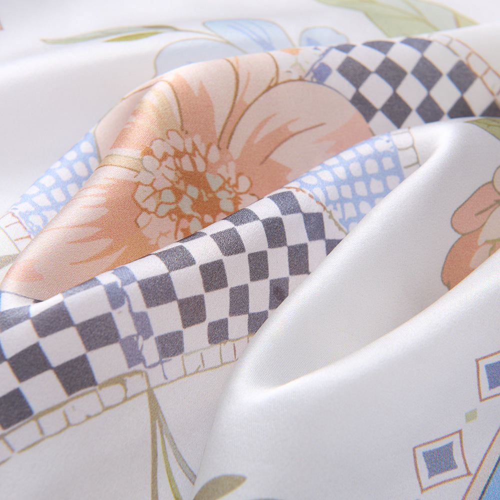 Women's 100% Mulberry Silk Floral Square Scarf 53 × 53 cm
