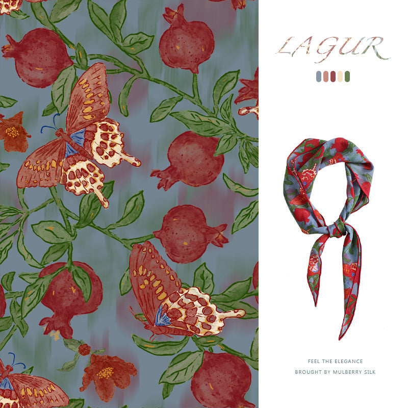 100% Mulberry Silk Triangle Scarf for Women – Double-Sided Printed Lightweight Neck Scarf