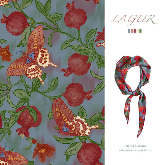 100% Mulberry Silk Triangle Scarf for Women – Double-Sided Printed Lightweight Neck Scarf
