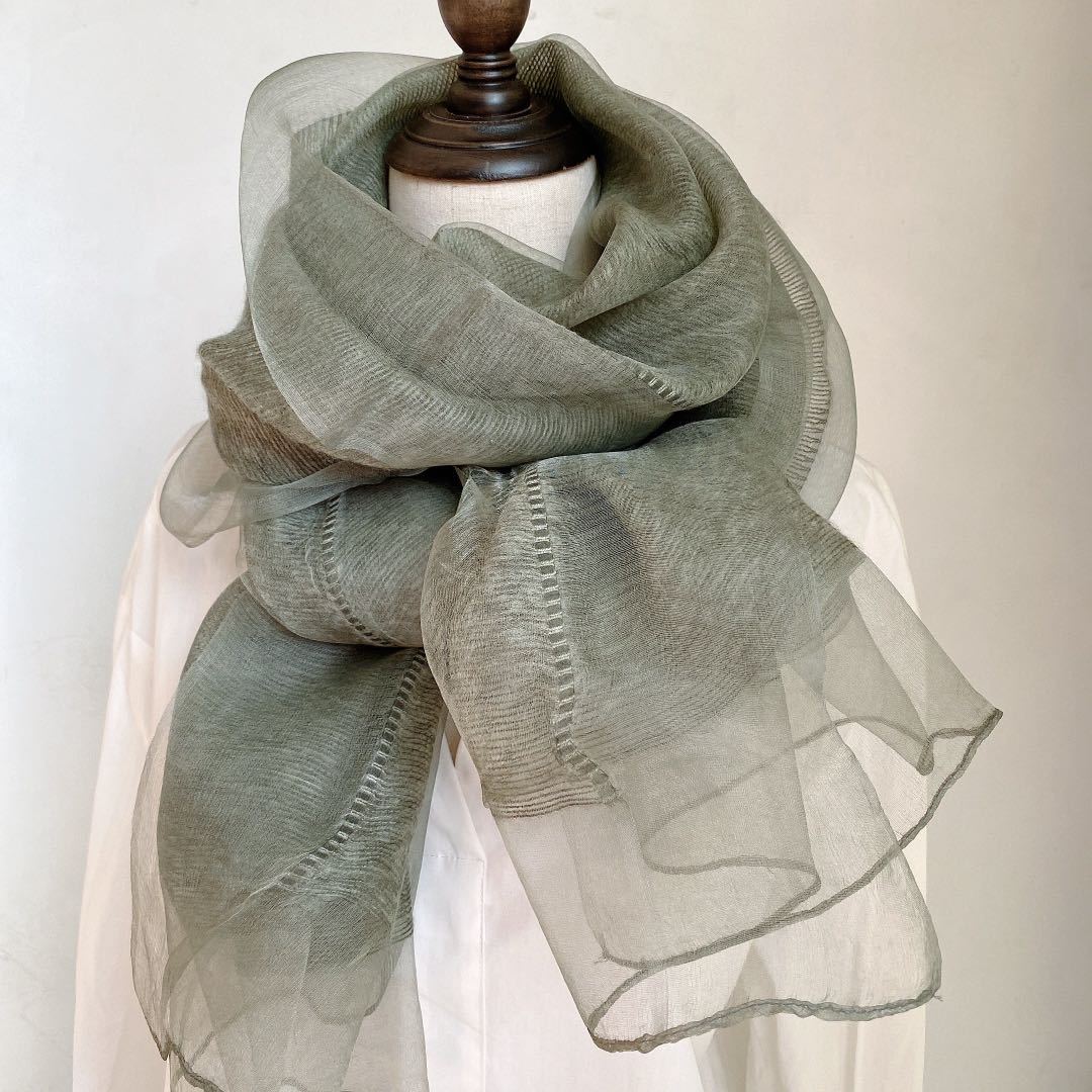 100% Mulberry Silk Double Layer Long Scarf Shawl for Women 70 × 200 cm