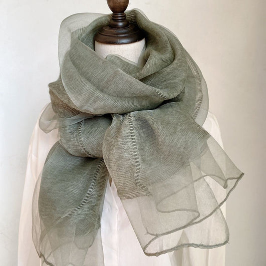 100% Mulberry Silk Double Layer Long Scarf Shawl for Women 70 × 200 cm