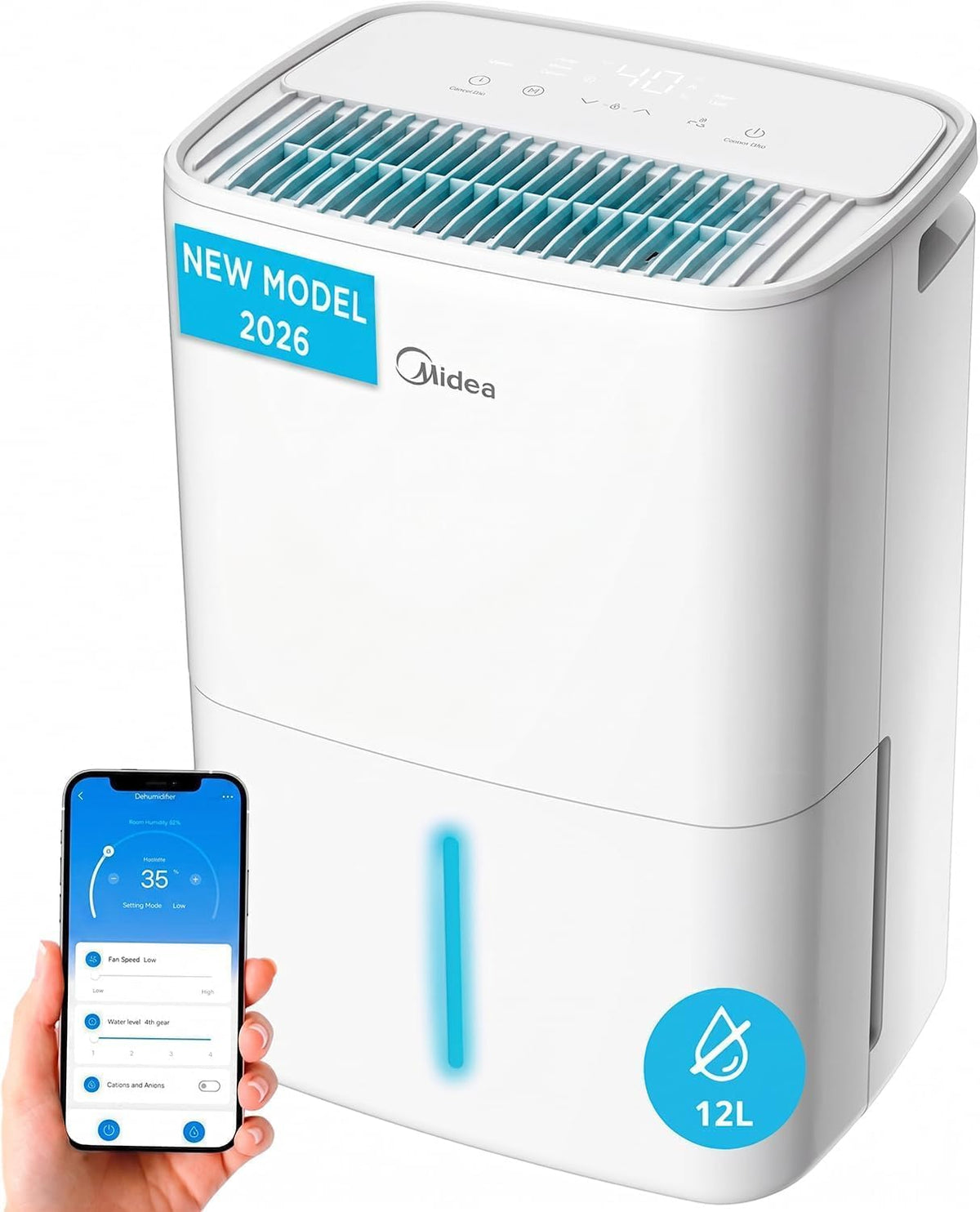 Déshumidificateur, 12 L, Midea