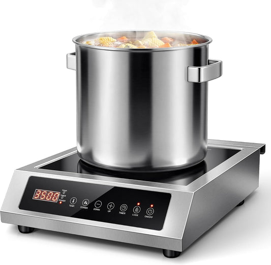 Table de cuisson, 24 cm, 3500 W, acier inoxydable, induction, 10 niveaux, KICHPOWER