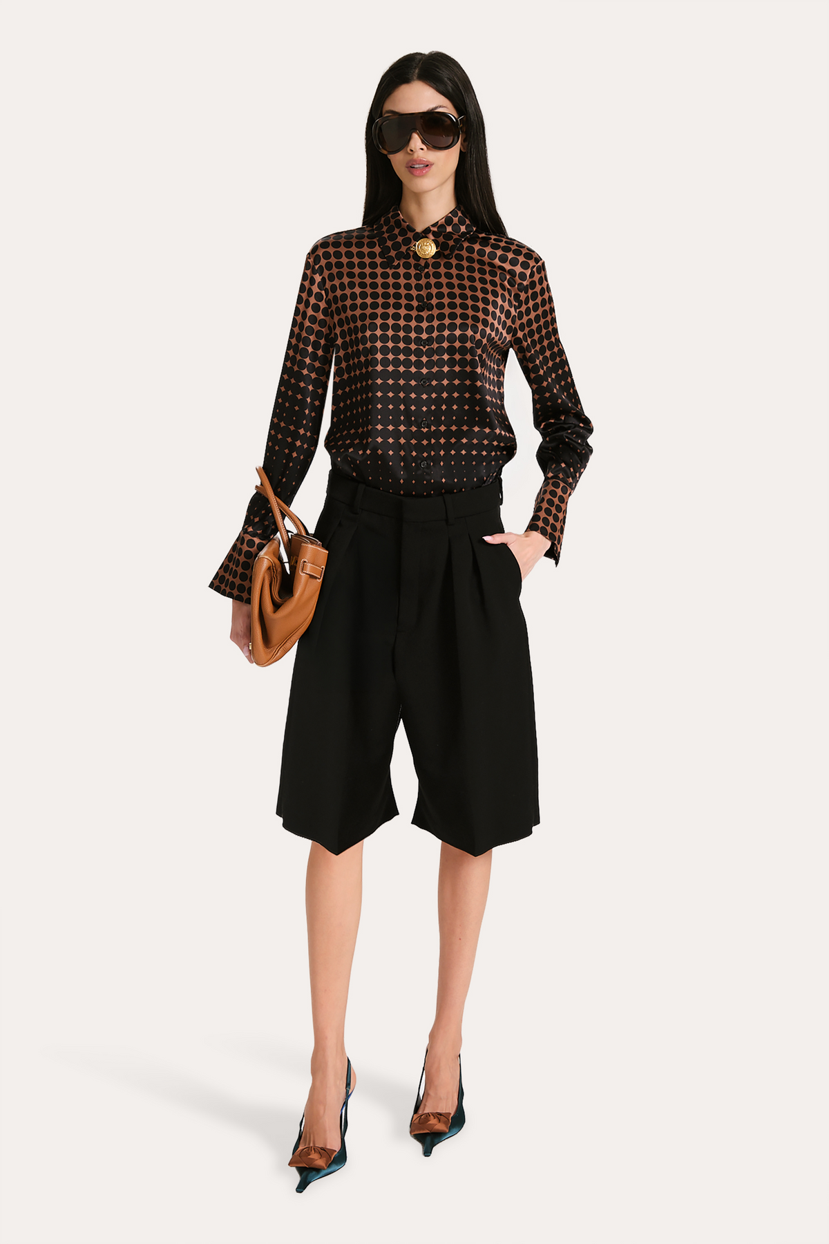 Morgan Silk Charmeuse Dot Shirt