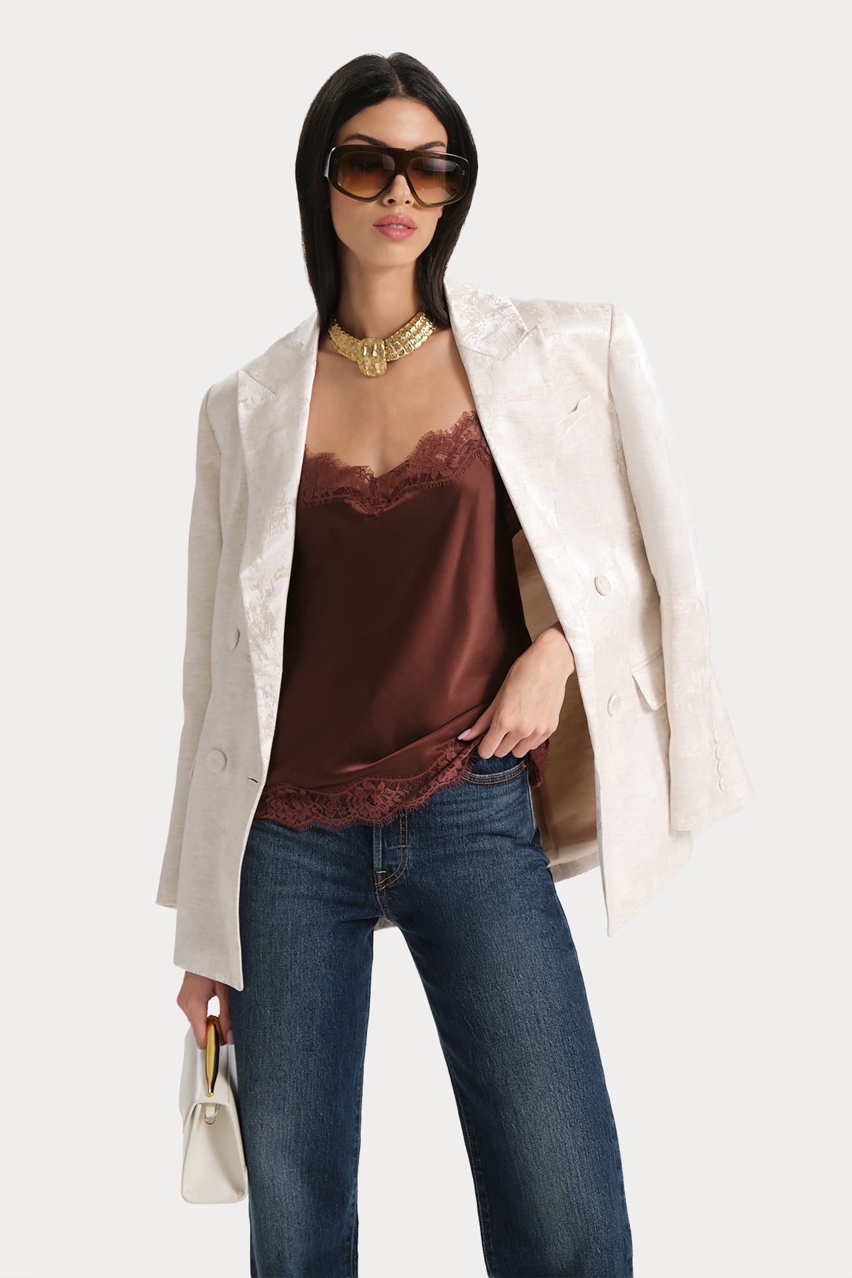Brooke Silk Charmeuse Lace Trim Cami