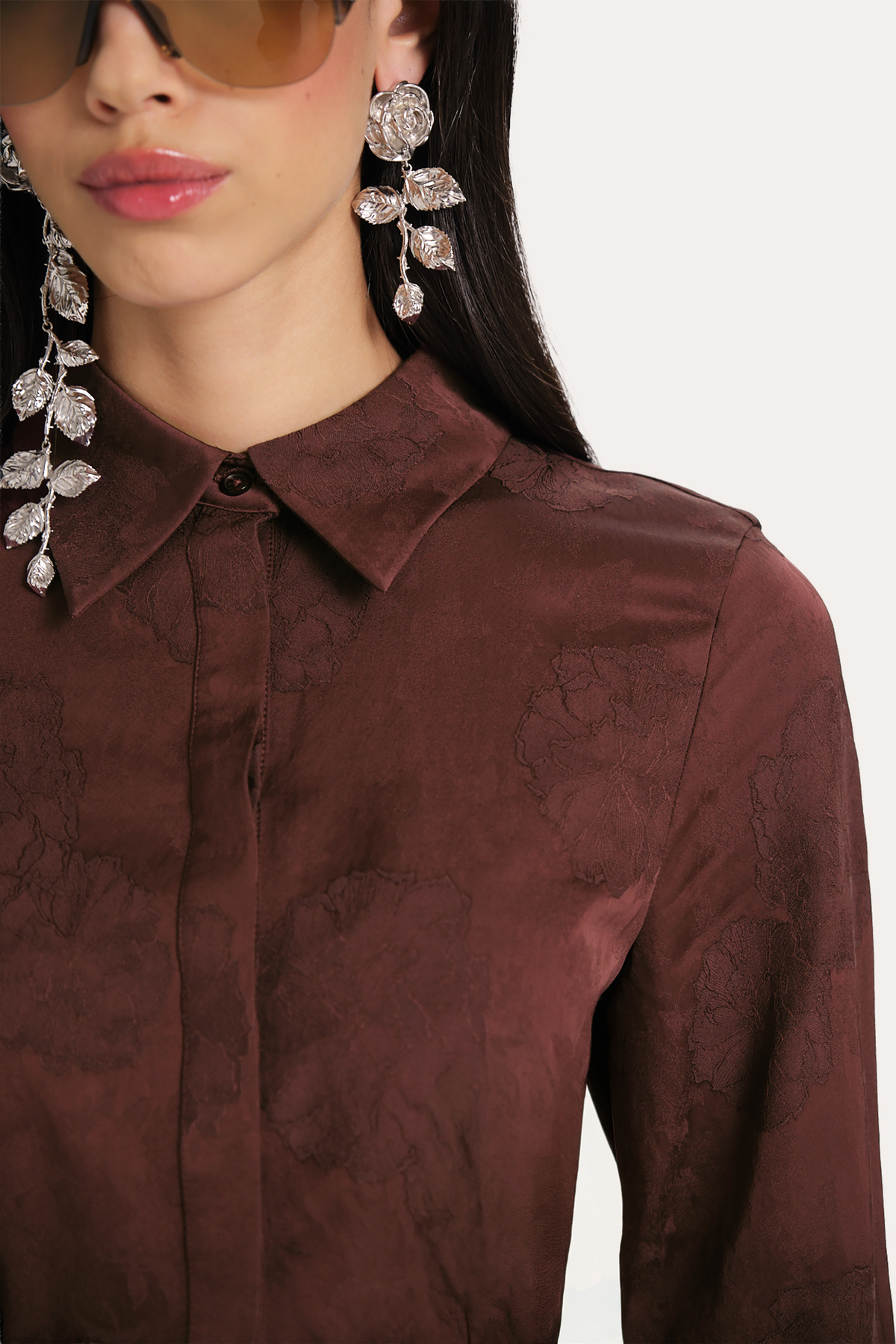 Savannah Satin Jacquard Corset Shirt
