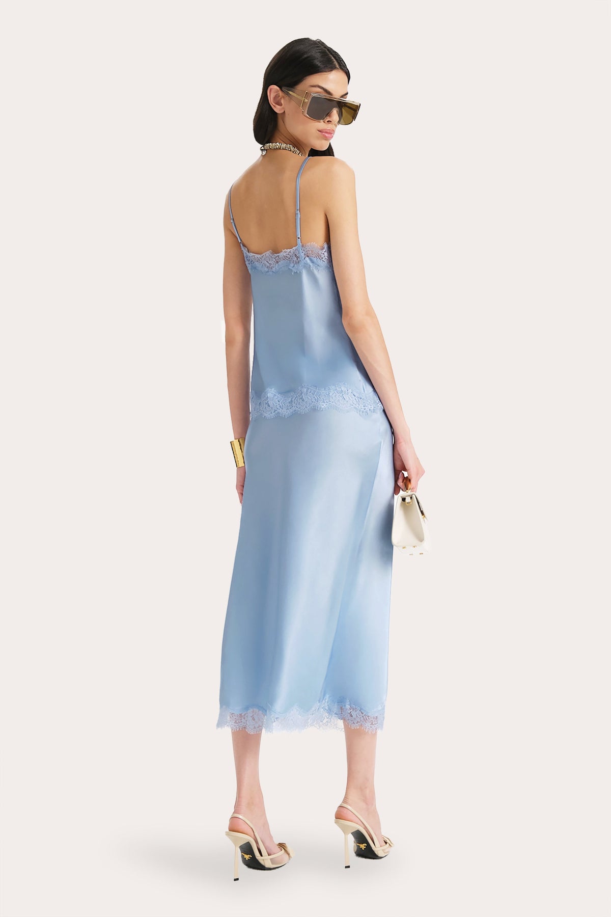 Brooke Silk Charmeuse Lace Trim Skirt
