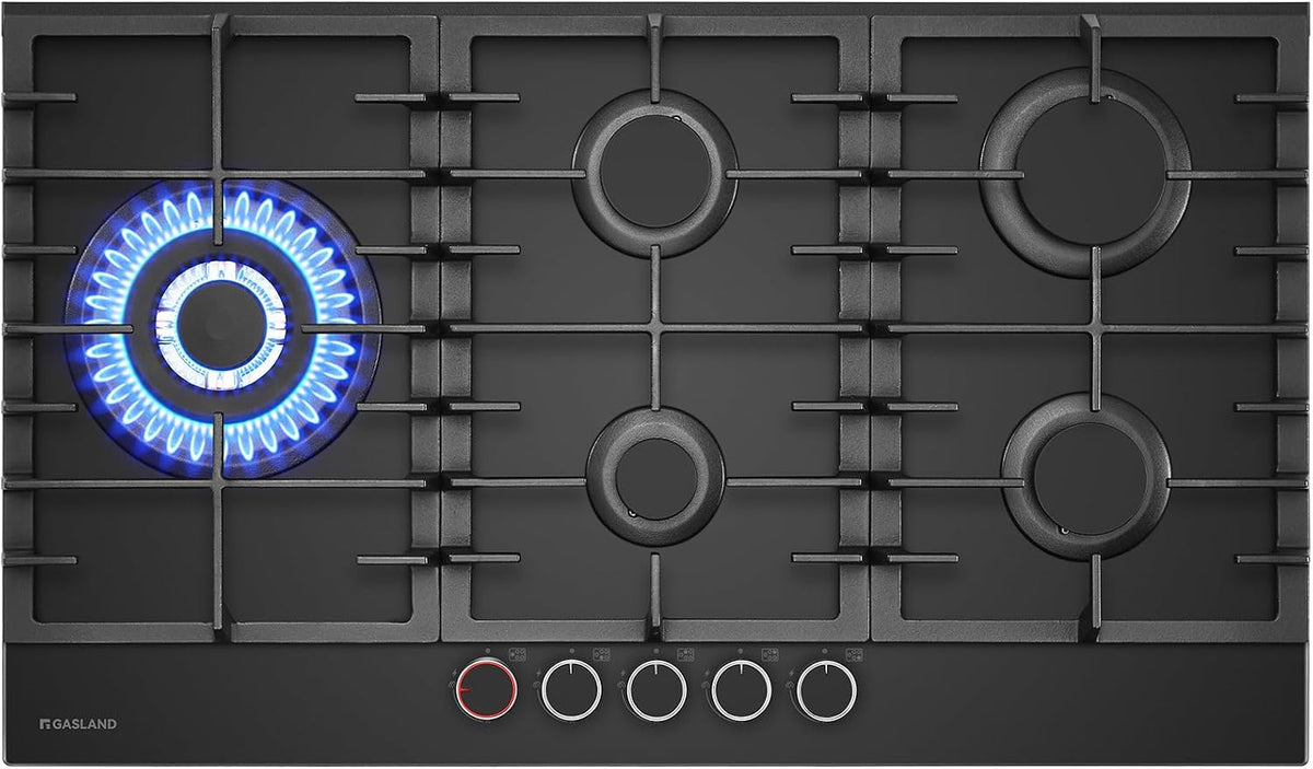 Table de cuisson GH2905BG1FC, 87 cm, 10400 W, verre, à gaz, gaz naturel, GASLAND