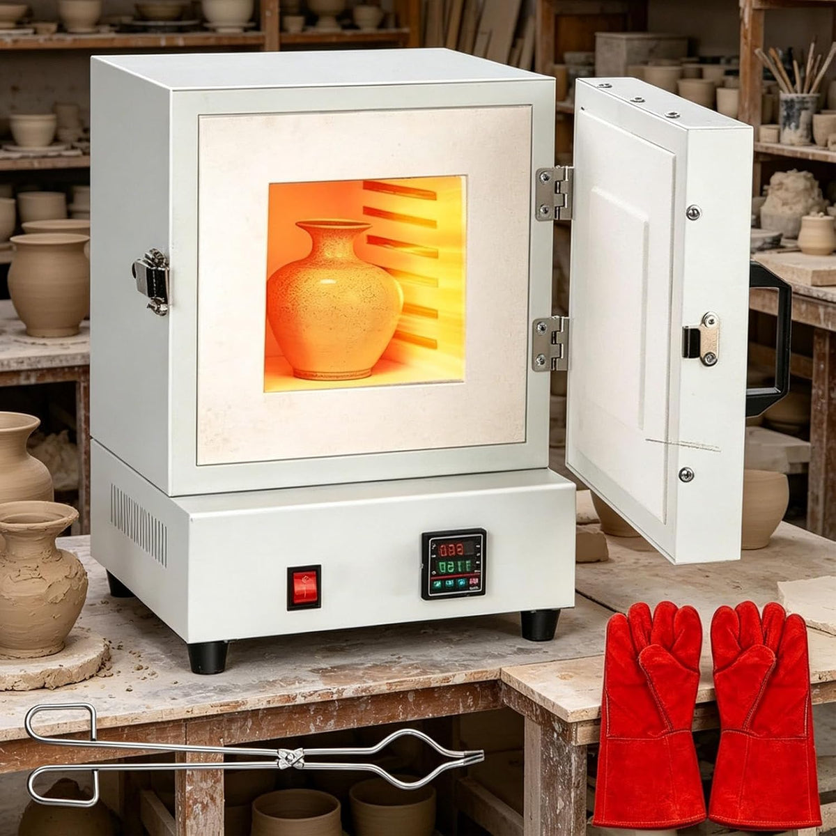 Four, 16 × 16 × 13,8 cm, 2000 W, 1150 °C, verre, électrique, compact, moupeaktain
