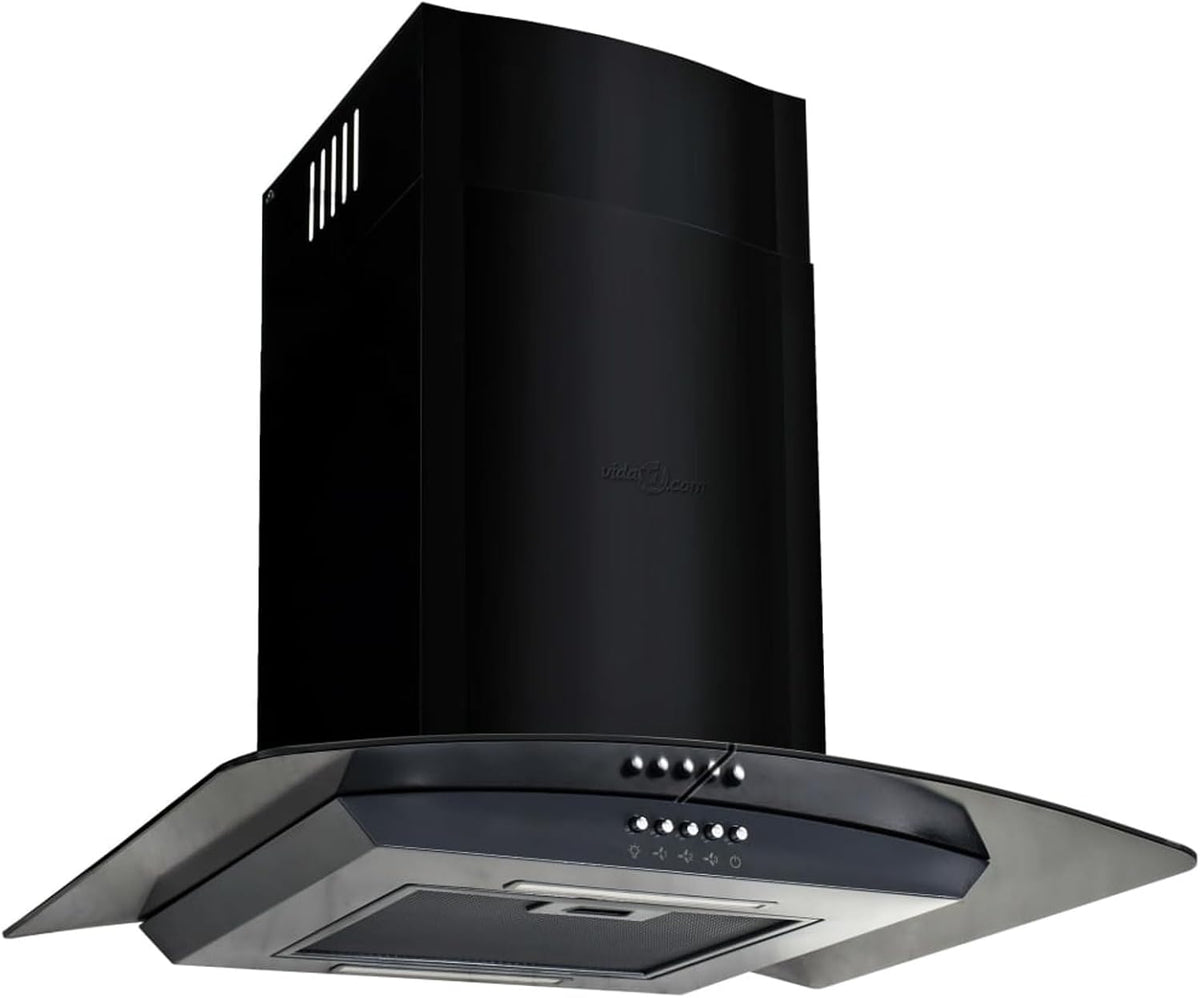 Hotte aspirante, 60 cm, 756 m³/h, acier inoxydable, noir, Homgoday