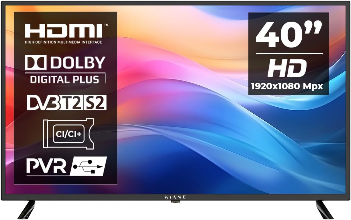 Téléviseur, 40 pouces, avec éclairage LED, noir, Full HD, KIANO