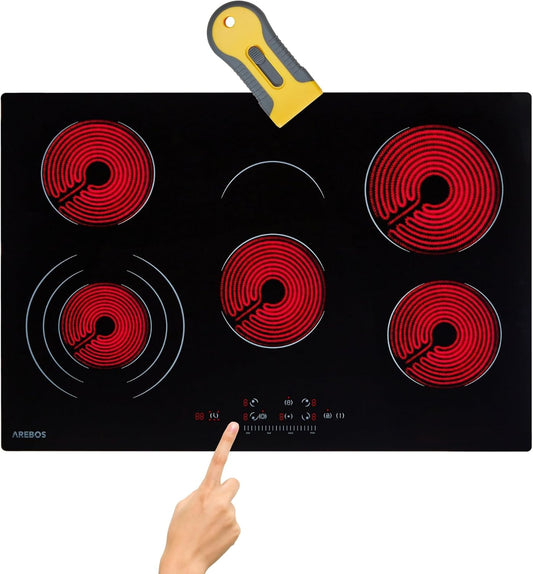 Arebos table de cuisson, 77 cm, 8700 W, vitrocéramique, électrique