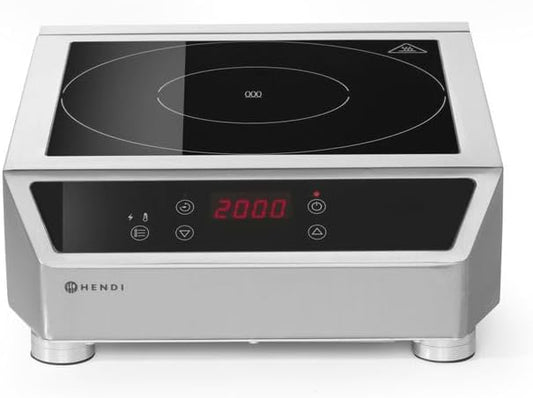 Table de cuisson, 116 mm, 240 °C, 230 V, 3500 W, acier inoxydable, induction, HENDI