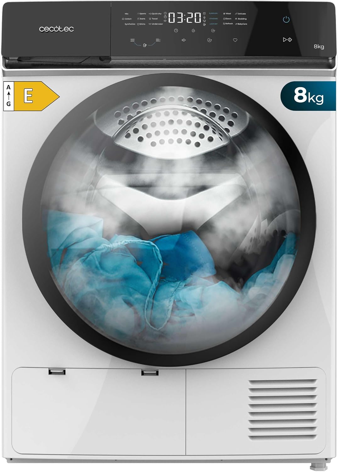Cecotec sèche-linge, 8 kg, blanc, pompe à chaleur, 15 programmes